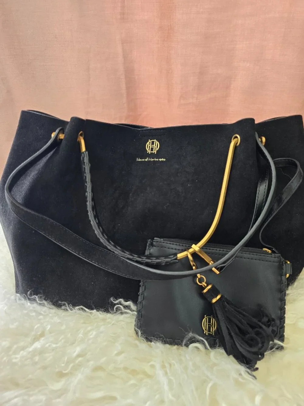 House of Harlow 1960 Black Suede bag with coin purse